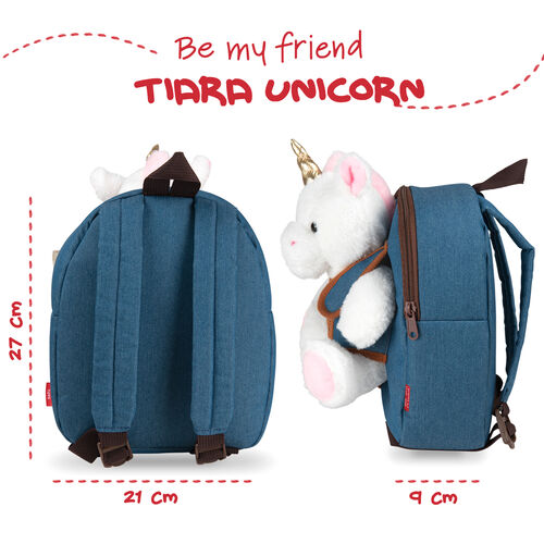 Tiara Unicorn backpack with plush toy 26cm