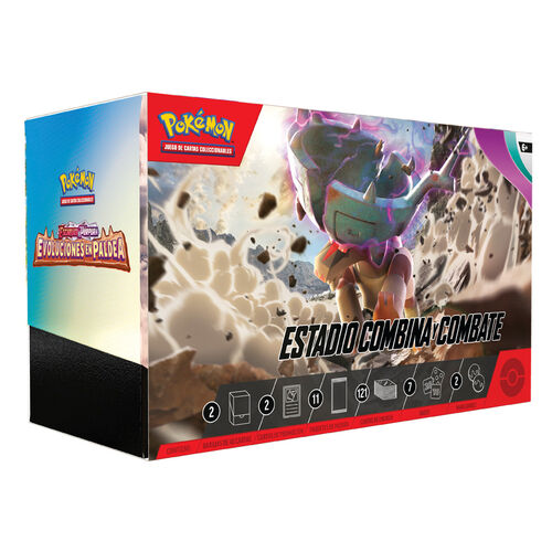 Estuche juego cartas coleccionables Estadio Combina y Combate Evoluciones en Paldea Pokemon español