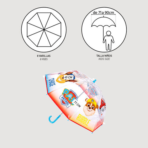 Paraguas manual burbuja Patrulla Canina Paw Patrol 45cm