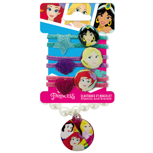 Blister 6 Gomas de pelo + pulsera Princesas Disney