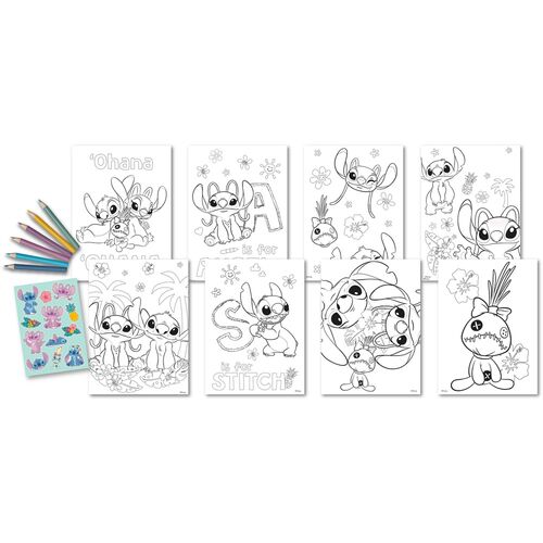 Set colorear pegatinas Stitch Disney