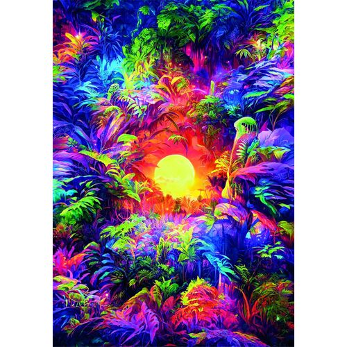 Puzzle Psychedelic Jungle Sunrise Color Boom 500pzs
