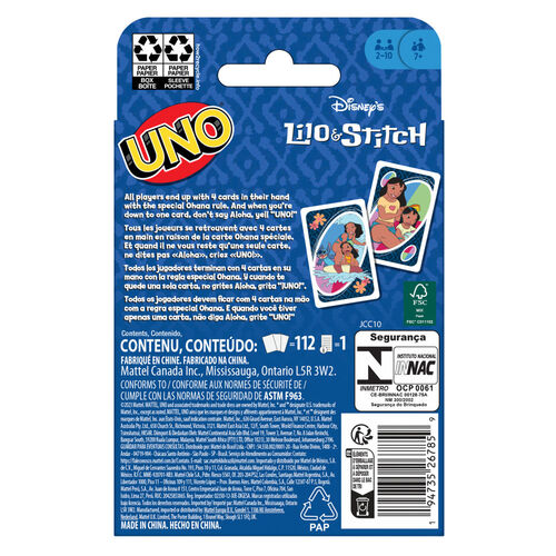 Juego cartas UNO Lilo & Stitch Disney