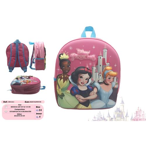 Mochila 3D Princesas Disney 30cm