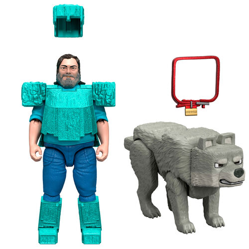 Set 2 figuras Steve & Wolf Minecraft La Pelicula