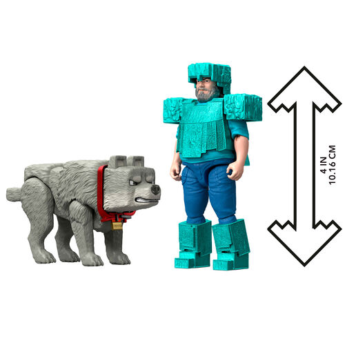 Set 2 figuras Steve & Wolf Minecraft La Pelicula