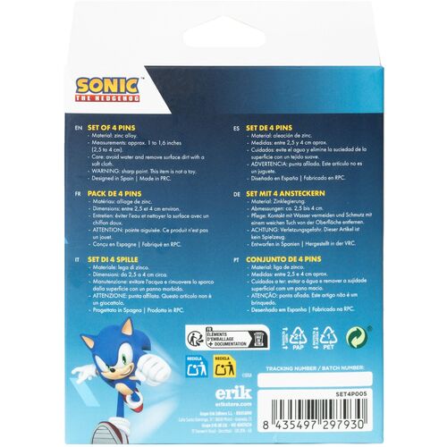 Set 4 pins Sonic The Hedgehog