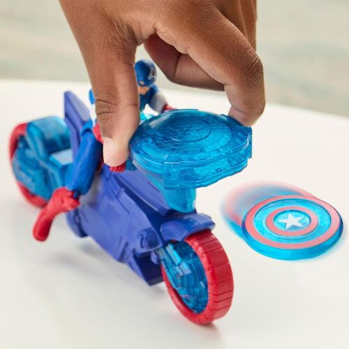 Moto Lanzaescudos + figura Capitan America Los Vengadores Avengers Marvel