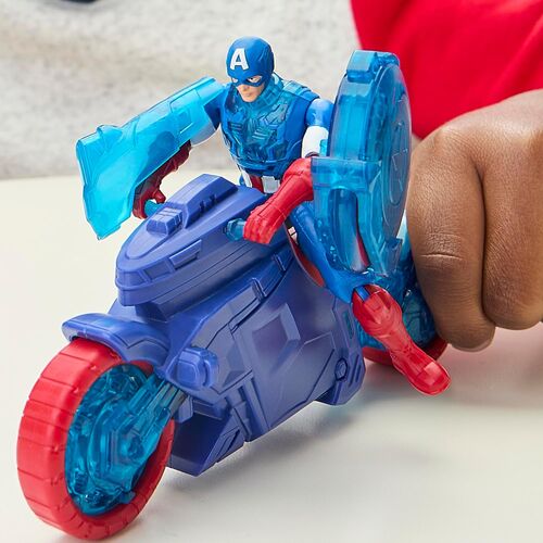 Moto Lanzaescudos + figura Capitan America Los Vengadores Avengers Marvel