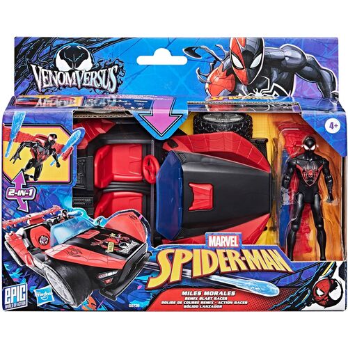 Coche lanzador + figura Miles Morales Venom Versus Epic World of Action Spider-Man Marvel