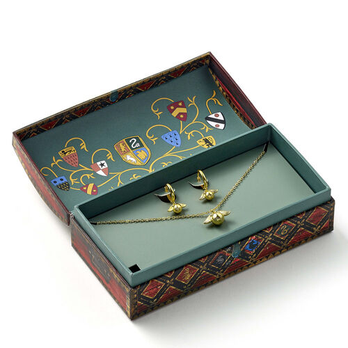 Harry Potter Golden Snitch earrings + necklace
