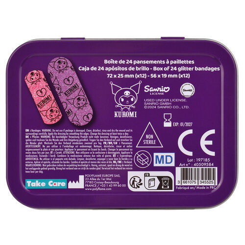Hello Kitty Kuromi metal band-aid box