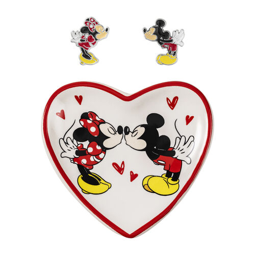 Disney Mickey & Minnie earrings + jewellery plate