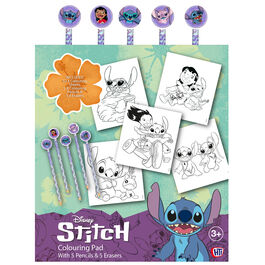 Disney Stitch colouring book with pencils and erasers