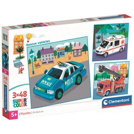 Puzzle Vehiculos de Rescate 3x48pzs