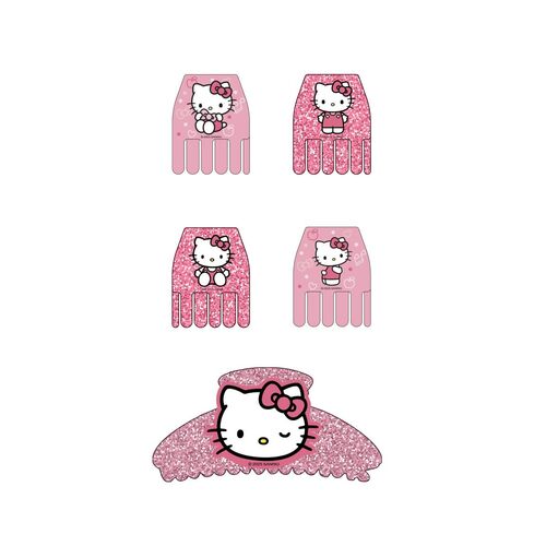 Blister 5 pinzas pelo Hello Kitty