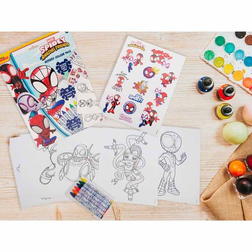 Libro Colorear + Lapices Spidey Marvel