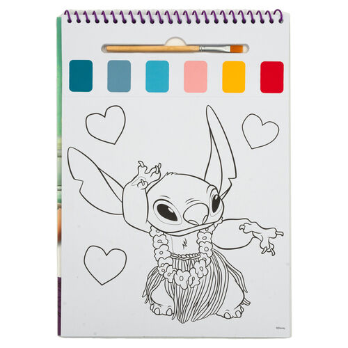 Disney Stitch Sketchbook + watercolours and paintbrush