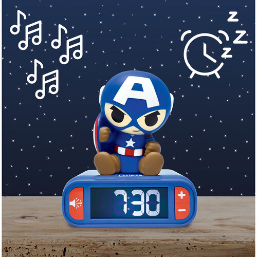 Marvel Avengers Captain America 3D Night Light Alarm Clock