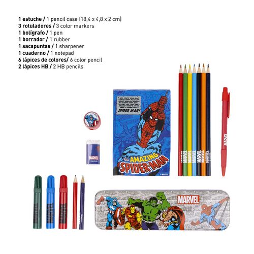 Set papeleria coloreable Marvel