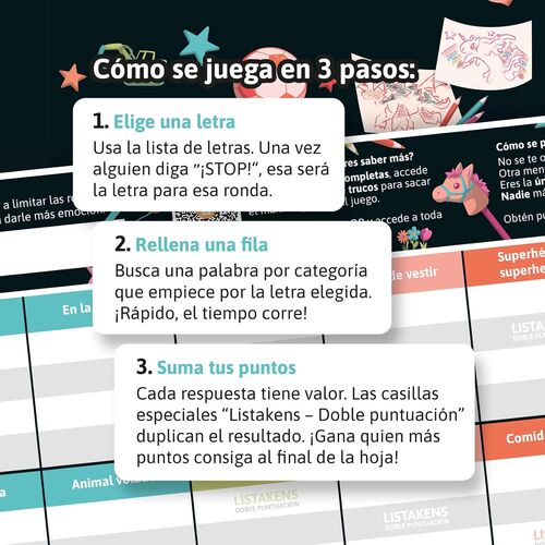 Juego mesa Listos Listas y Listakens Junior español