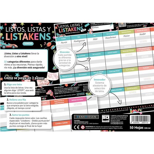 Juego mesa Listos Listas y Listakens Junior español