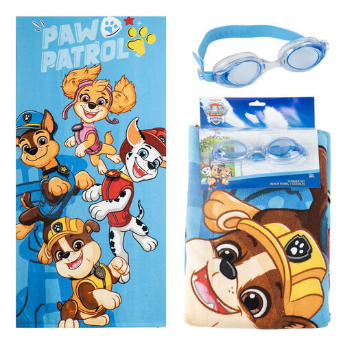 Paw Patrol towel + swimming goggles set