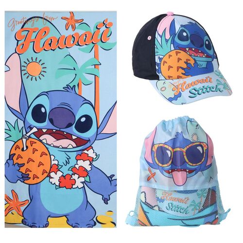 Disney Stitch towel + bag + cap set