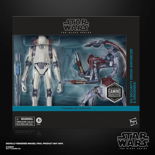 Blister 2 figuras KX Security Droid Enforcer & Droideka Survivor Star Wars Jedi 15cm