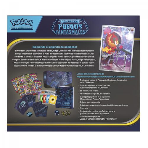 Estuche Entrenador Elite juego cartas Fuegos Fantasmales Pokemon español