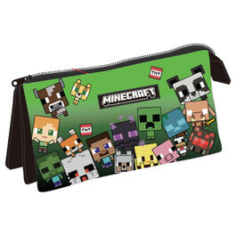 Minecraft Face triple pencil case