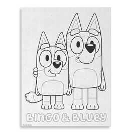 Pinta con numeros en lienzo + acuarelas Bluey