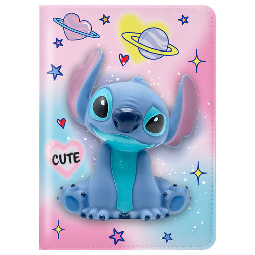 Disney Stitch Squshy notebook + pompom pen