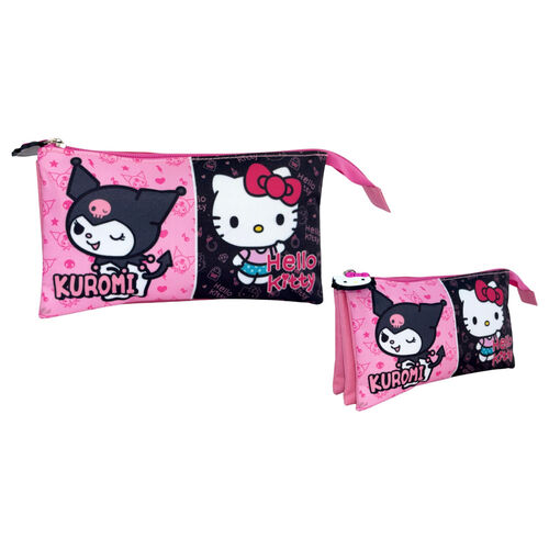 Hello Kitty & Kuromi triple pencil case