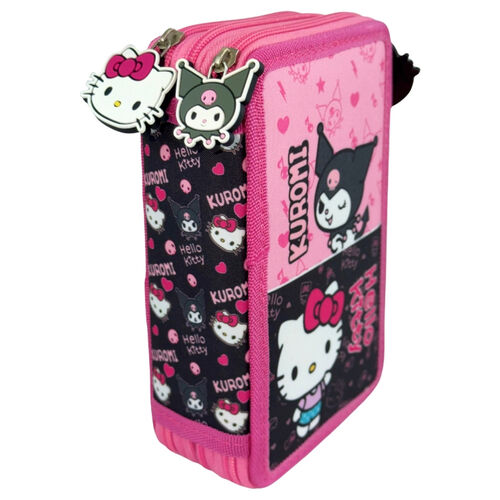 Hello Kitty & Kuromi triple pencil case