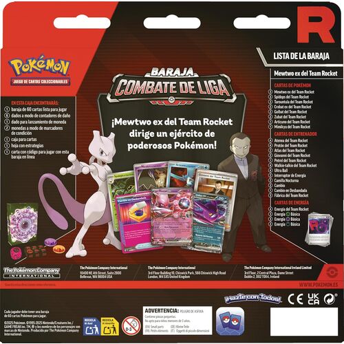 Blister cartas League Battle Deck Team Rockets Mewtwo Ex Pokemon Latino