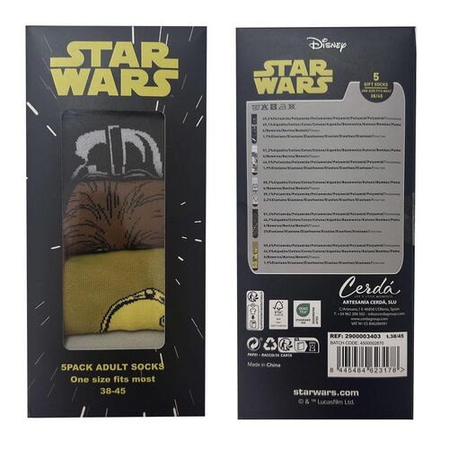 Set 5 pares calcetines Star Wars adulto