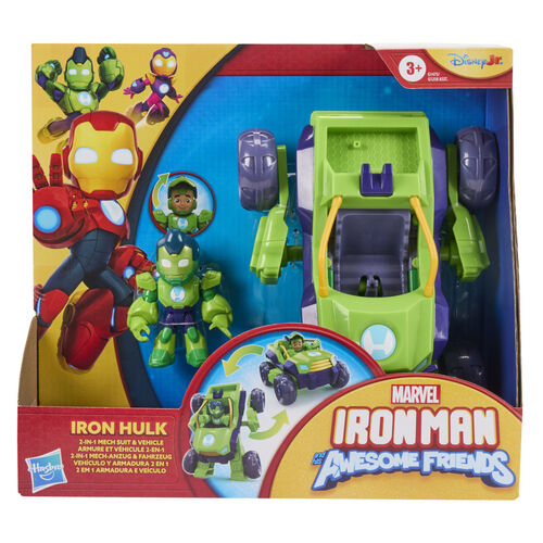 Figura + Vehiculo Hulk Iron Man y Su Superequipo Marvel