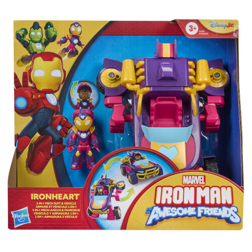 Figura + Vehiculo Iron Heart Iron Man y Su Superequipo Marvel