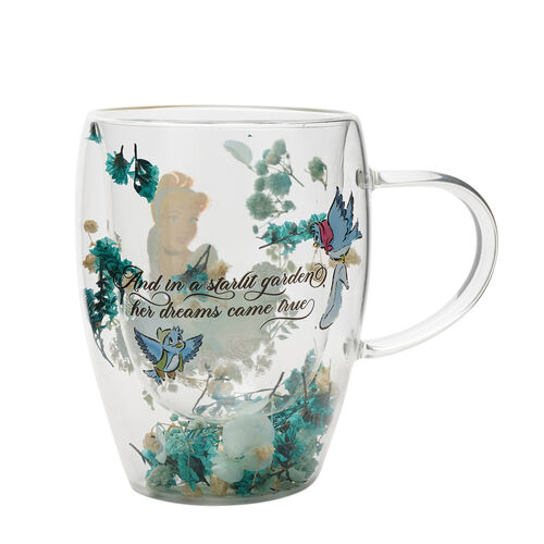 Taza cristal flores secas Cenicienta Princesas Disney