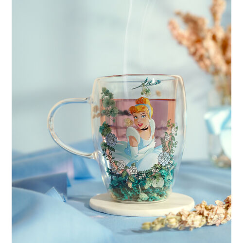 Taza cristal flores secas Cenicienta Princesas Disney
