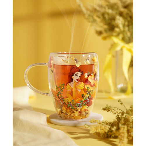 Disney Princess Belle floral decorative glass mug