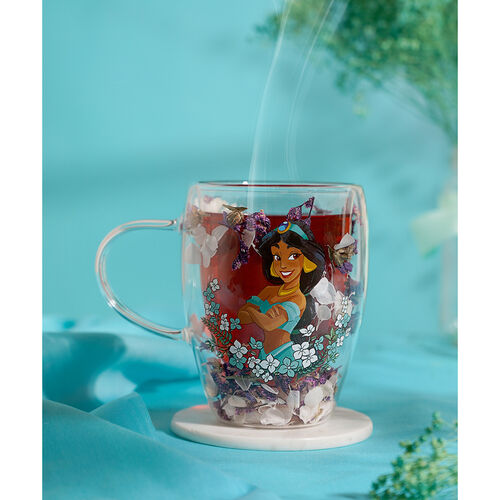 Taza cristal flores secas Jasmine Princesas Disney
