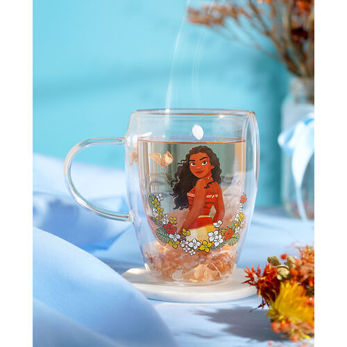 Taza cristal flores secas Vaiana Moana Princesas Disney