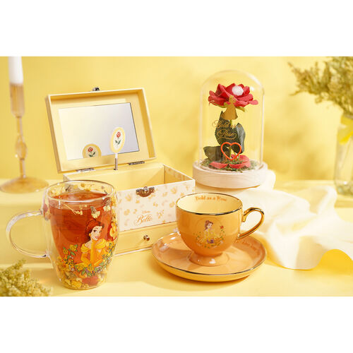 Disney Princess Belle floral decorative glass mug