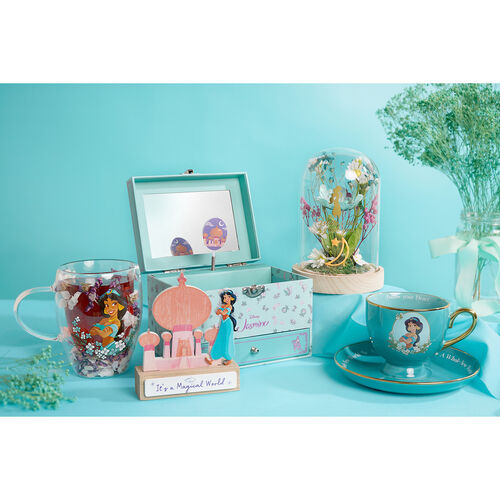 Taza cristal flores secas Jasmine Princesas Disney