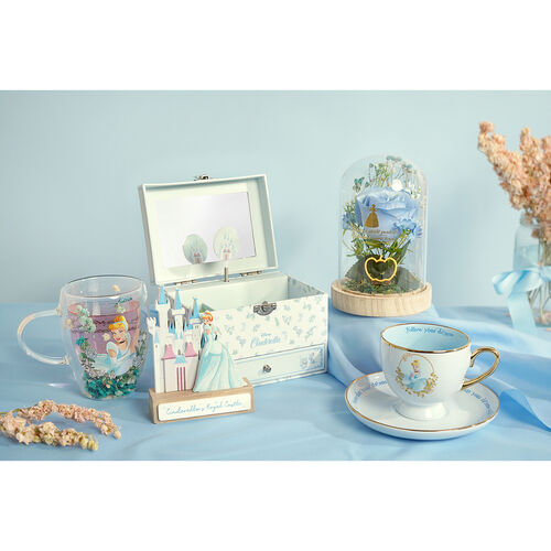 Taza cristal flores secas Cenicienta Princesas Disney
