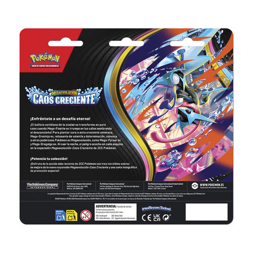 Blister 3 sobres cartas Caos Creciente Megaevolucion Pokemon español