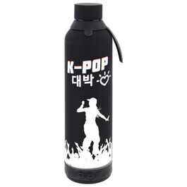 K-Pop Black thermal bottle with speaker 600ml