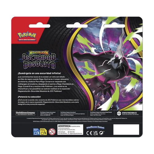 Blister 3 sobres cartas Expansion Megaevolucion Oscuridad Absoluta Pokemon español